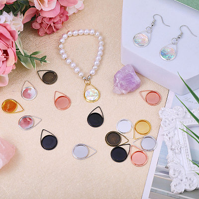 24Pcs 6 Colors Brass Pendant Cabochon Settings FIND-CA0010-44-1