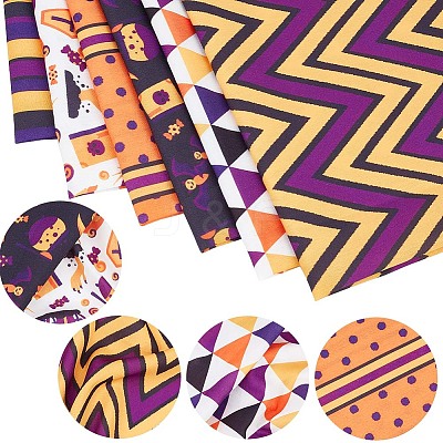 Halloween Printed Polycotton Fabric DIY-WH0032-07A-1
