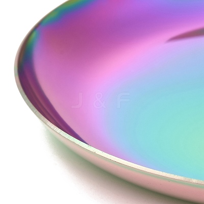 Flat Round 430 Stainless Steel Jewelry Display Plate STAS-P289-01MC-1