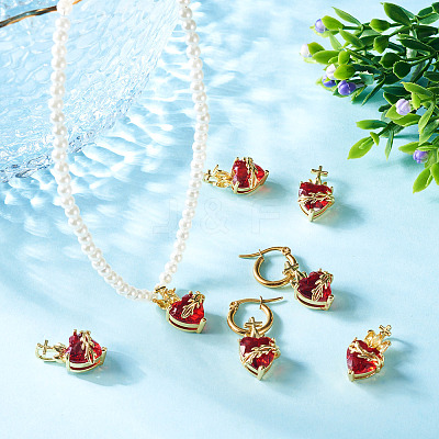 4Pcs 2 Styles Brass Glass Pendants KK-TA0008-18B-1