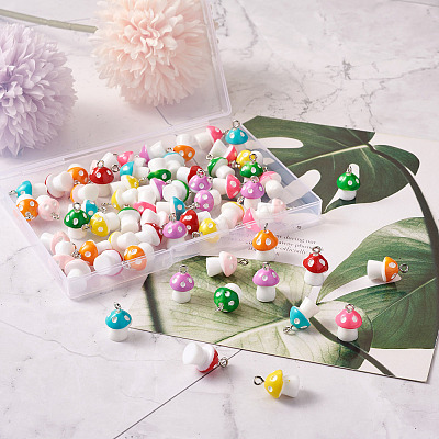 64 Pcs 8 Colors Plastic Pendants KY-KS0001-03-1