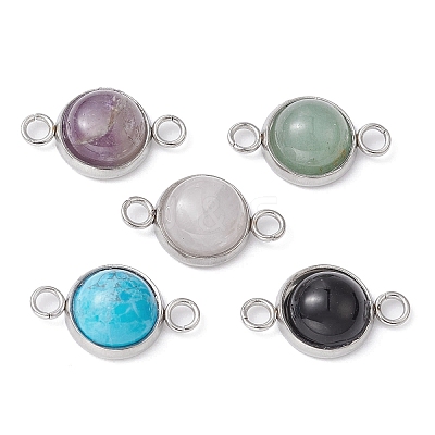 Natural & Synthetic Mixed Stone Connector Charms PALLOY-JF02188-02-1