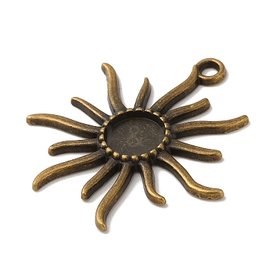 Tibetan Alloy Flower Pendant Cabochon Bezel Settings LS-PALLOY-A13079-AB-NR-1