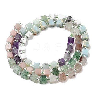 Natural Green Strawberry Quartz & Pink Opal & Southern Jade & Flower Amazonite & Amethyst & Howlite Beads Strands G-H333-03L-1