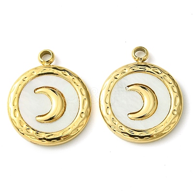 Ion Plating(IP) 304 Stainless Steel Pave Shell Pendants FIND-Z028-12G-1