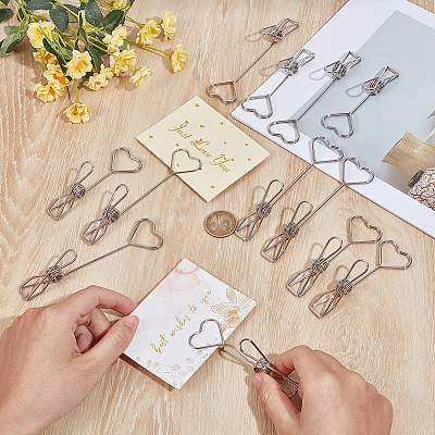 12Pcs 2 Styles Iron Heart Card Display Clip AJEW-OC0014-46-1