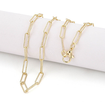 Brass Textured Paperclip Chain Necklace Making MAK-S072-03A-LG-1