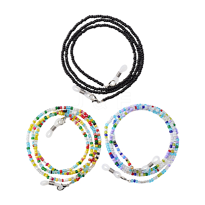 3Pcs 3 Colors Glass Beaded Eyeglasses Chains AJEW-DJ0004-39-1