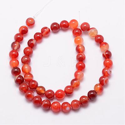 Natural Striped Agate/Banded Agate Bead Strands G-K166-13-12mm-08-1