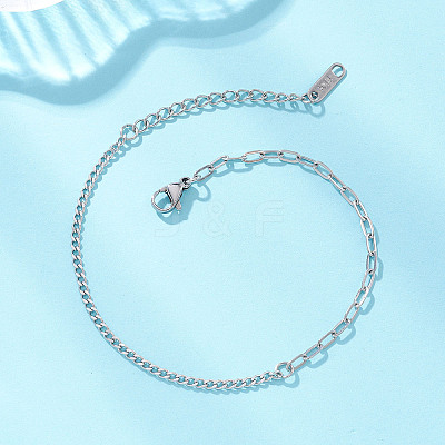 304 Stainless Steel Curb & Cable Chain Bracelets for Women BJEW-JB13116-1
