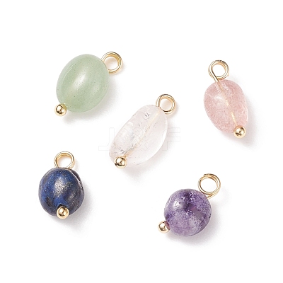 Natural Mixed Stone Charms PALLOY-JF01783-01-1