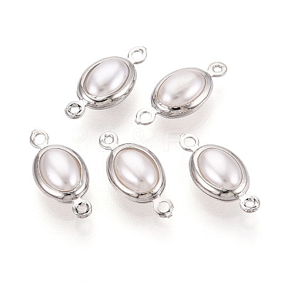 Brass ABS Imitation Pearl Connector Charms KK-N286-02B-P-1