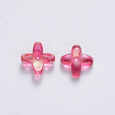 Transparent Spray Painted Glass Beads GLAA-R211-06-C05-1