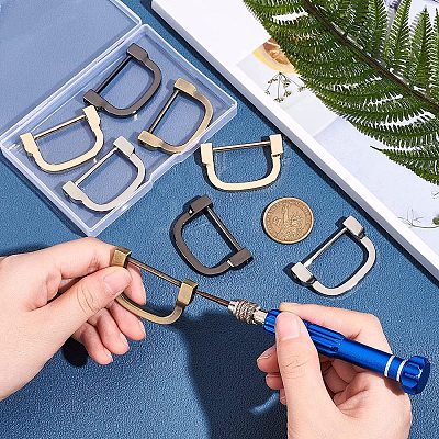 8Pcs 4 Colors Alloy D Rings FIND-WR0003-53B-1