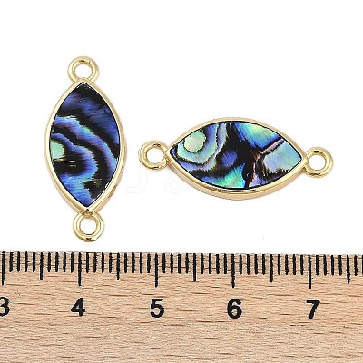 Brass Pave Natural Paua Shell Connector Charms KK-M299-01C-G-1