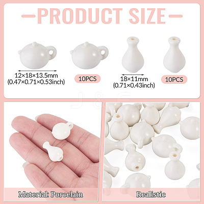 20Pcs 2 Styles Porcelain Miniature Ornaments DJEW-TA0001-53-1