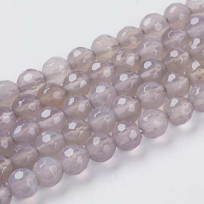 Natural Grey Agate Beads Strands X-G-G580-6mm-08-1