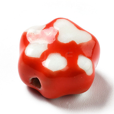 Handmade Printed Porcelain Beads X1-PORC-F005-02C-1