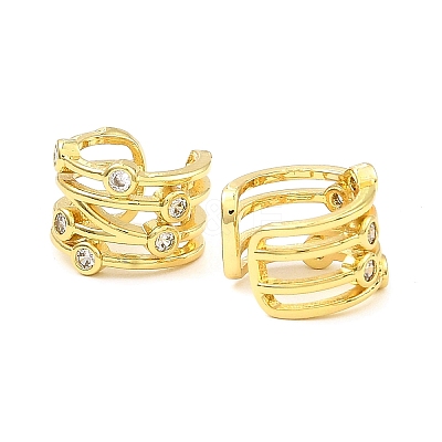 Rack Plating Brass Hollow Cuff Earrings with Cubic Zirconia EJEW-D069-07G-1