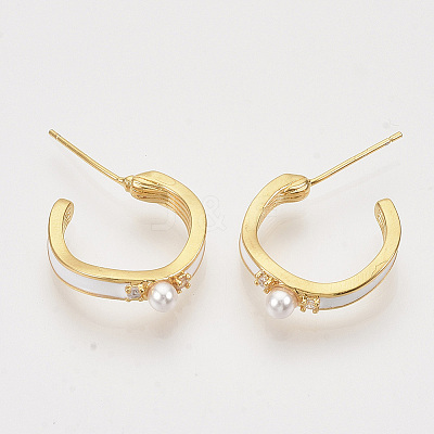 Brass Micro Pave Cubic Zirconia Stud Earrings EJEW-T007-11G-04-NF-1
