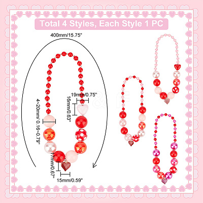 4Pcs 4 Color Alloy Enamel Pendant Necklaces Set NJEW-AB00006-1