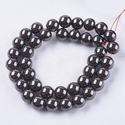 Magnetic Synthetic Hematite Beads Strands G-Q893-10mm-1