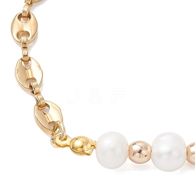 Natural Cultured Freshwater Pearl & Electroplate Non-magnetic Synthetic Hematite Beaded Bracelets for Women BJEW-JB12893-1