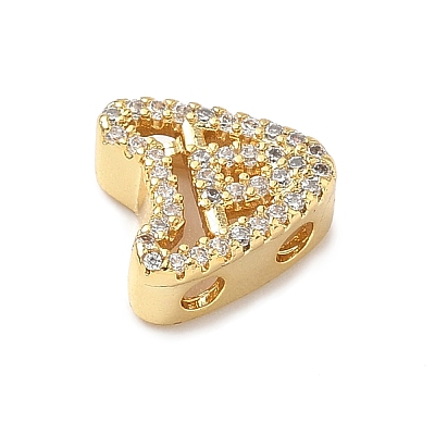 Brass Micro Pave Clear Cubic Zirconia Initial Multi-Strand Links KK-D426-18G-1