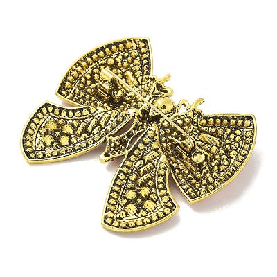 Butterfly Alloy Rhinestone Brooches for Backpack Clothes JEWB-R051-07AG-02-1