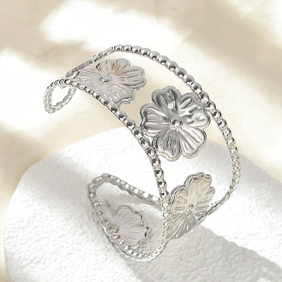 304 Stainless Steel Cuff Bangles for Women BJEW-Z096-04P-1