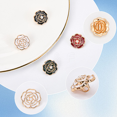 20Pcs 4 Colors Alloy Enamel Shank Buttons BUTT-CY0001-15-1
