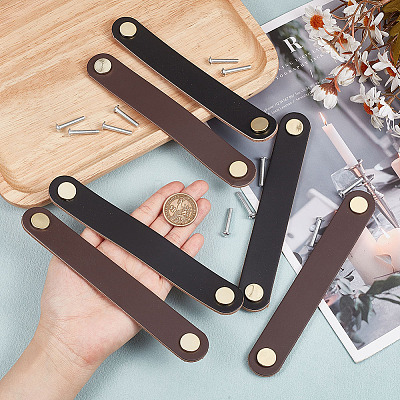 6 Sets 2 Colors Oval Leather Cabinet Handles FIND-HY0003-57-1