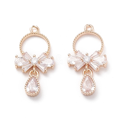 Brass Micro Pave Clear Cubic Zirconia Pendants KK-K259-01KCG-1