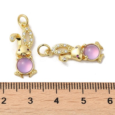 Rack Plating Brass Micro Pave Cubic Zirconia Jade Pendants KK-K377-92G-01-1