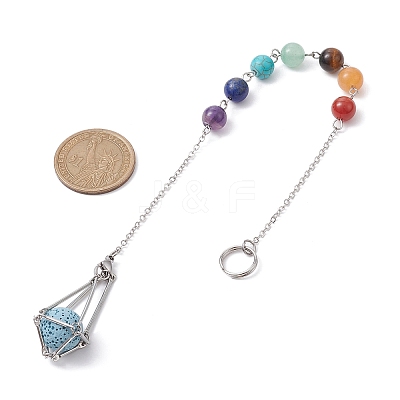 Chakra Mixed Synthetic & Natural Round Gemstone Pointed Dowsing Pendulums PALLOY-JF02520-01-1