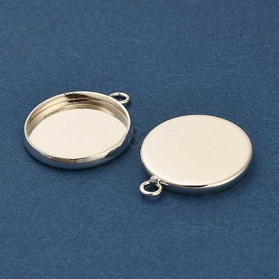 Flat Round Brass Pendant Cabochon Settings KK-A276-10S-1