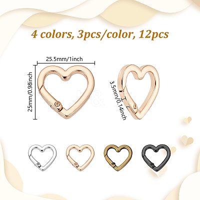 12Pcs 4 Colors Alloy Spring Gate Rings FIND-NB0006-20B-1