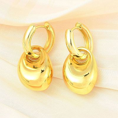 Nuggets Brass Hoop Earrings for Women EJEW-U057-06B-01G-1