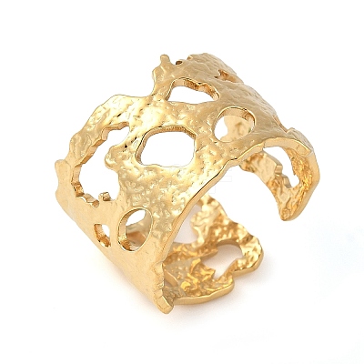 304 Stainless Steel Open Cuff Rings for Women RJEW-U060-01J-G-1