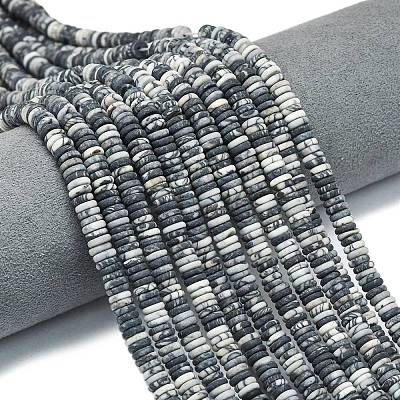 Frosted Natural Black Netstone Beads Strands G-K389-C24-01-1