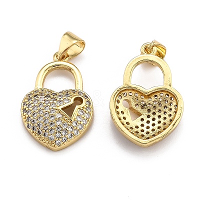 Brass Micro Pave Clear Cubic Zirconia Pendants ZIRC-J025-65G-1