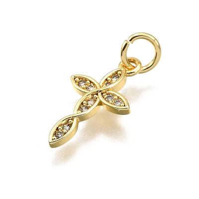 Brass Micro Pave Cubic Zirconia Pendants X-KK-Z100-41G-03-1
