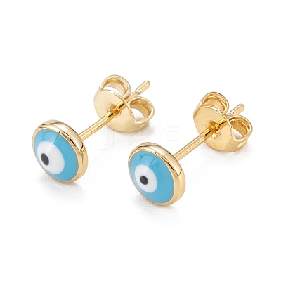 Brass Enamel Stud Earrings EJEW-D274-02G-01-1