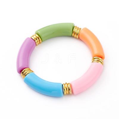 Opaque Acrylic Beaded Bracelet BJEW-JB06513-03-1