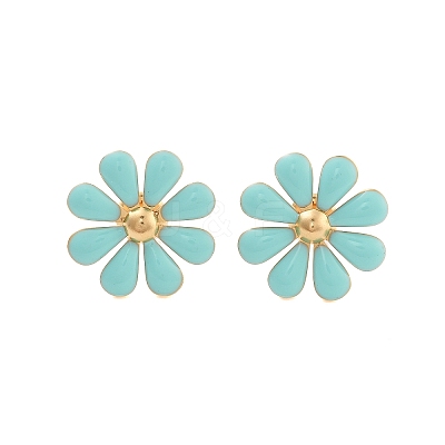 304 Stainless Steel Enamel Stud Earrings EJEW-S226-03G-02-1