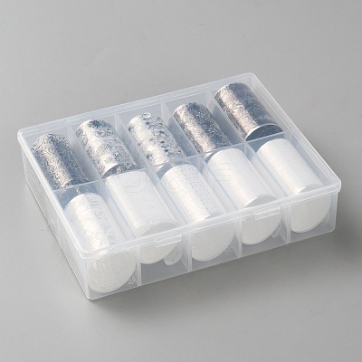 10 Rolls PET Lace Flower Nail Foils Floral Transfer Paper STIC-WH20010-16C-1