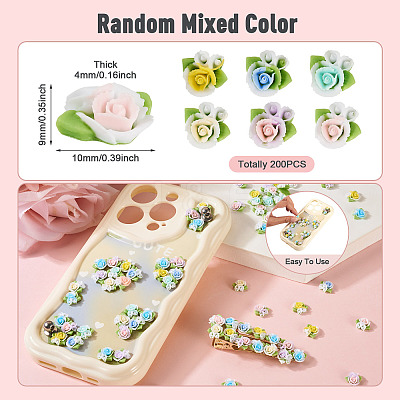 200Pcs Flower Opaque Resin Cabochons CRES-TA0001-73-1