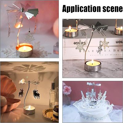 Iron Rotating Tealight Candle Holder AJEW-FG0001-20P-1