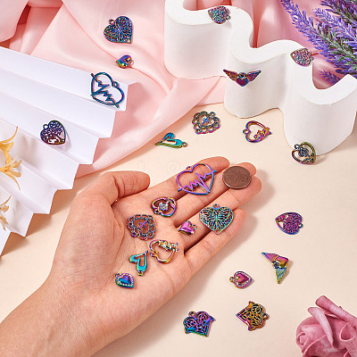 24Pcs 12 Style Rainbow Color Alloy Pendants FIND-TA0003-91-1
