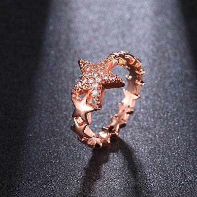 Star Brass Micro Pave Clear Cubic Zirconia Finger Rings for Women FS-WGB2D32-06-1